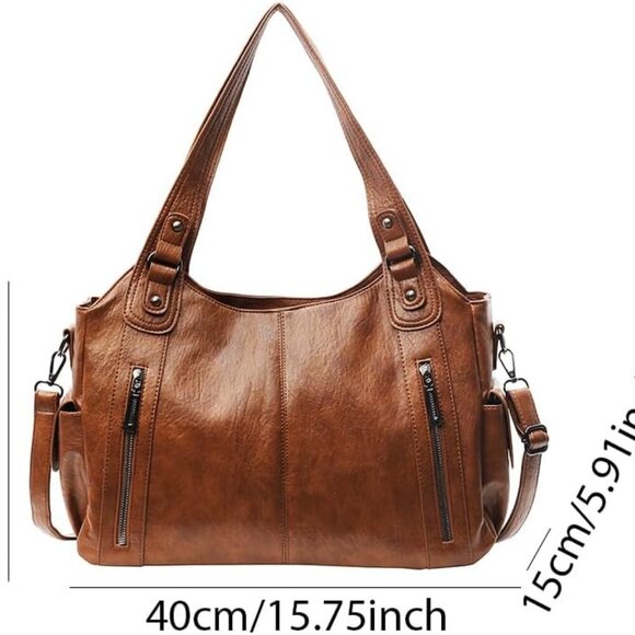 Leather Tote Bag For Women Soft Leather Hobo Purses Large Satchel Bags Crossbody - Picture 4 of 7